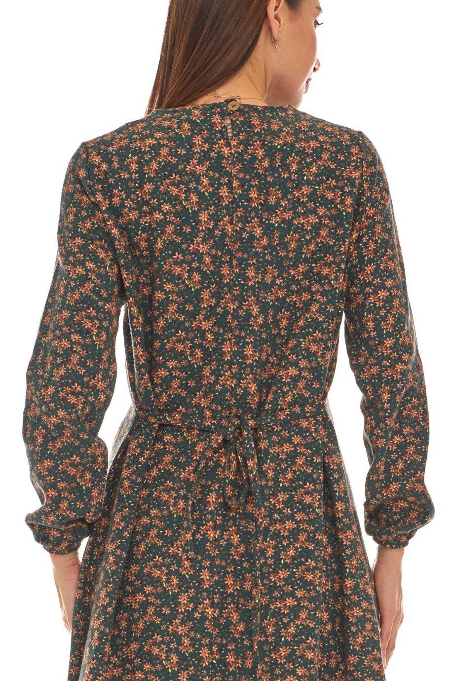 Pazen Petrol Desenli Uzun Elbise