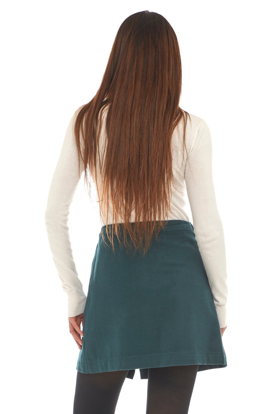 Pazen Petrol Düz Desen Kısa Etek