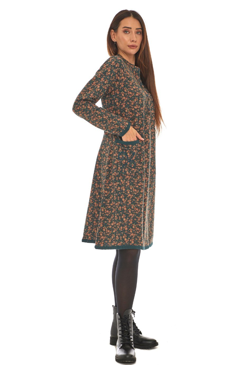 Pazen  Petrol Yıldız Nakışlı Kısa Elbise