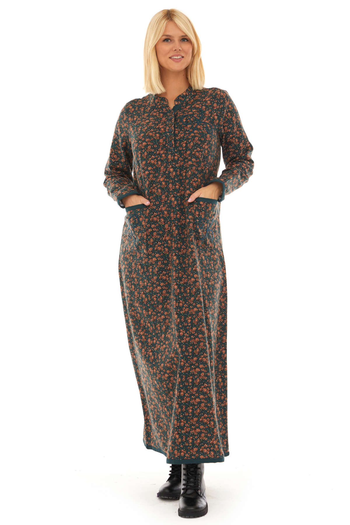 Pazen Petrol Yıldız Nakışlı Uzun Sonbahar ve Kışlık Elbise