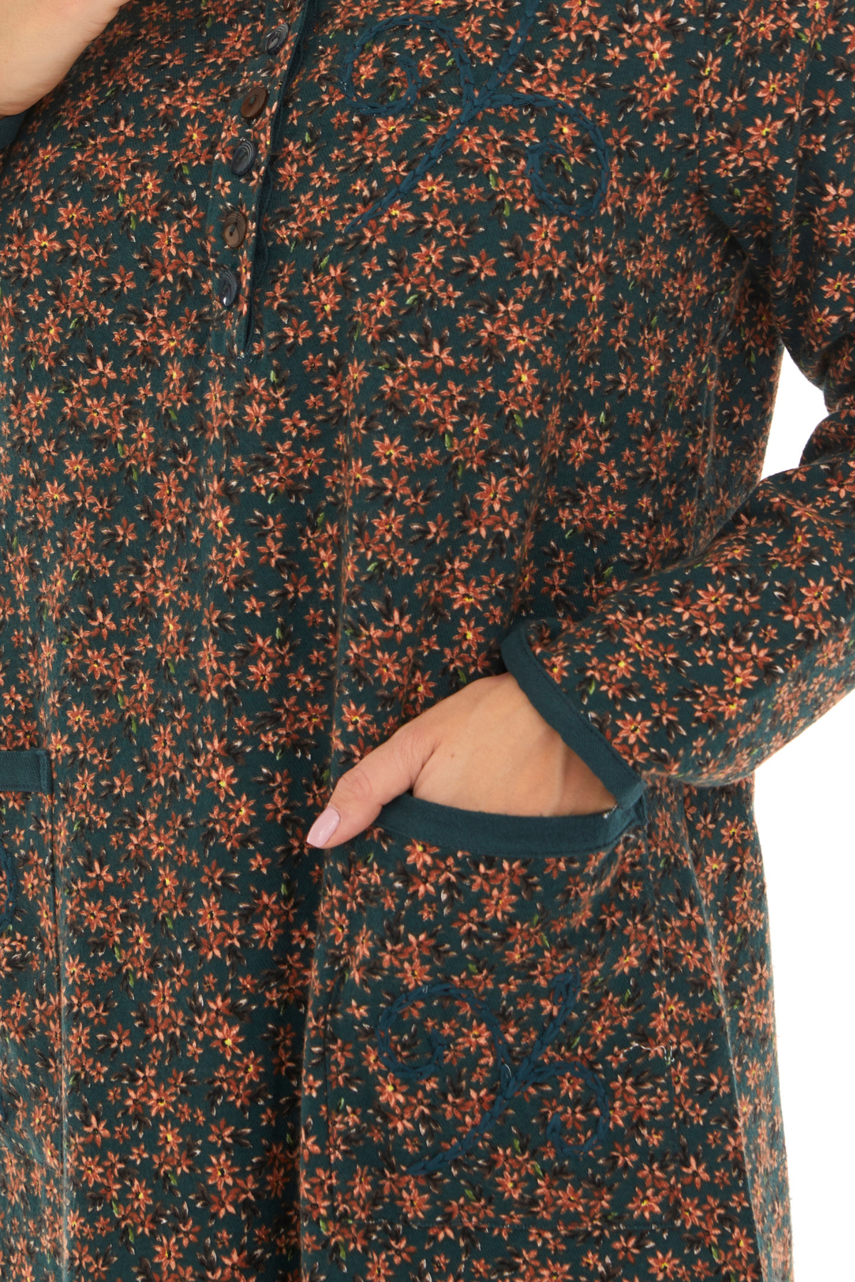 Pazen Petrol Yıldız Nakışlı Uzun Sonbahar ve Kışlık Elbise