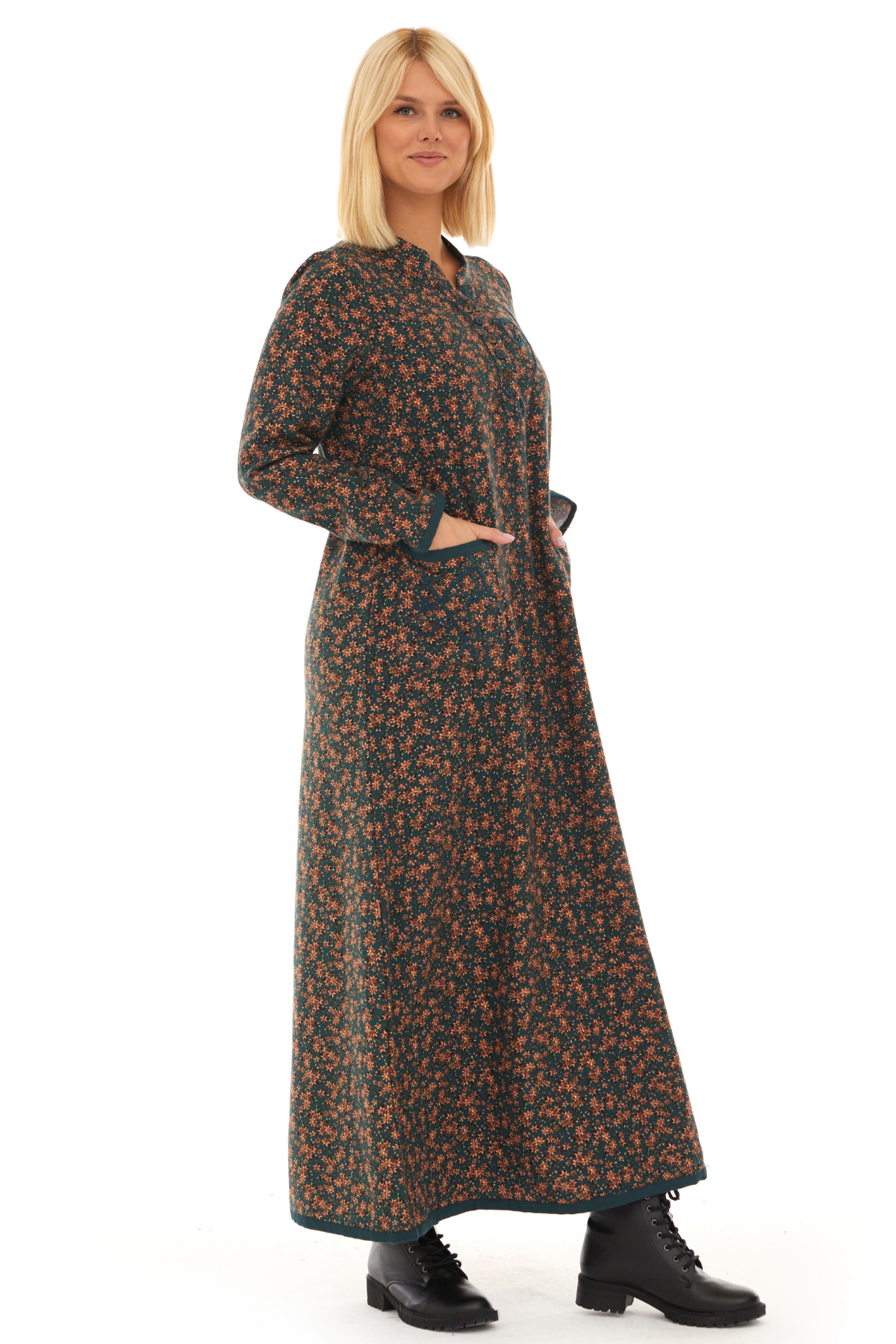 Pazen Petrol Yıldız Nakışlı Uzun Sonbahar ve Kışlık Elbise