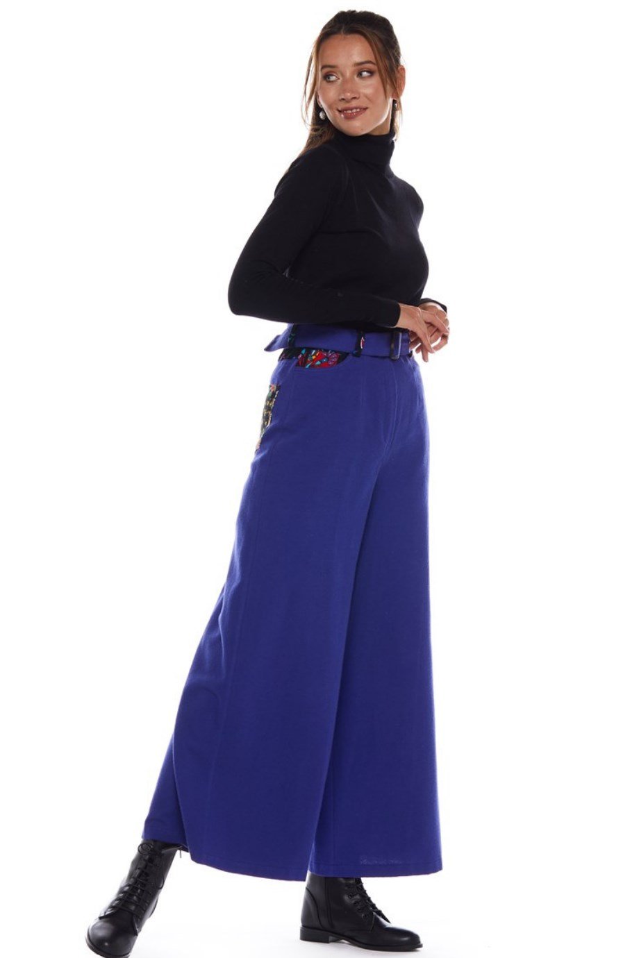 Pazen Saks Geniş Paça Pantolon