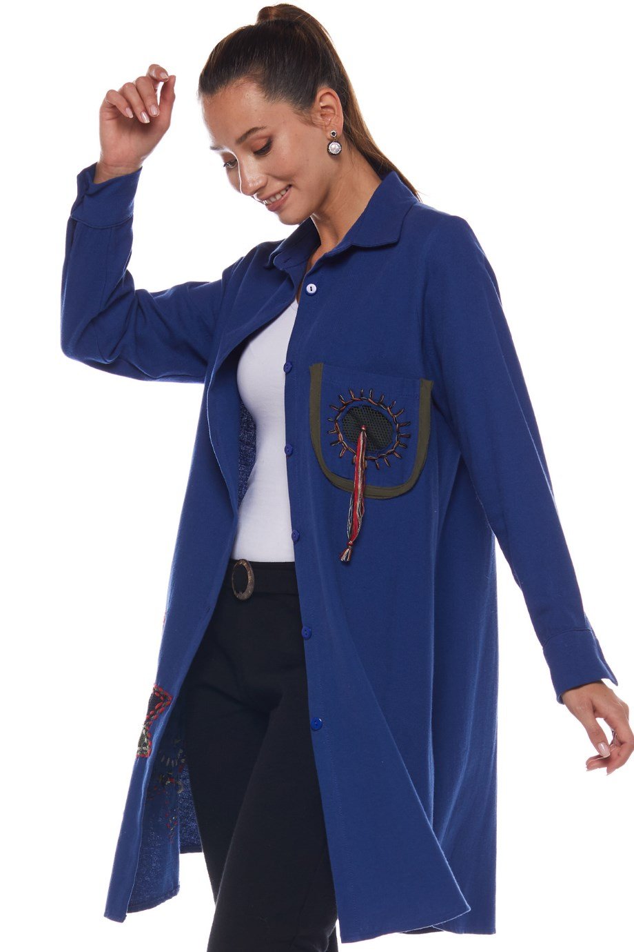 Pazen Saks Otantik İşlemeli Tunik