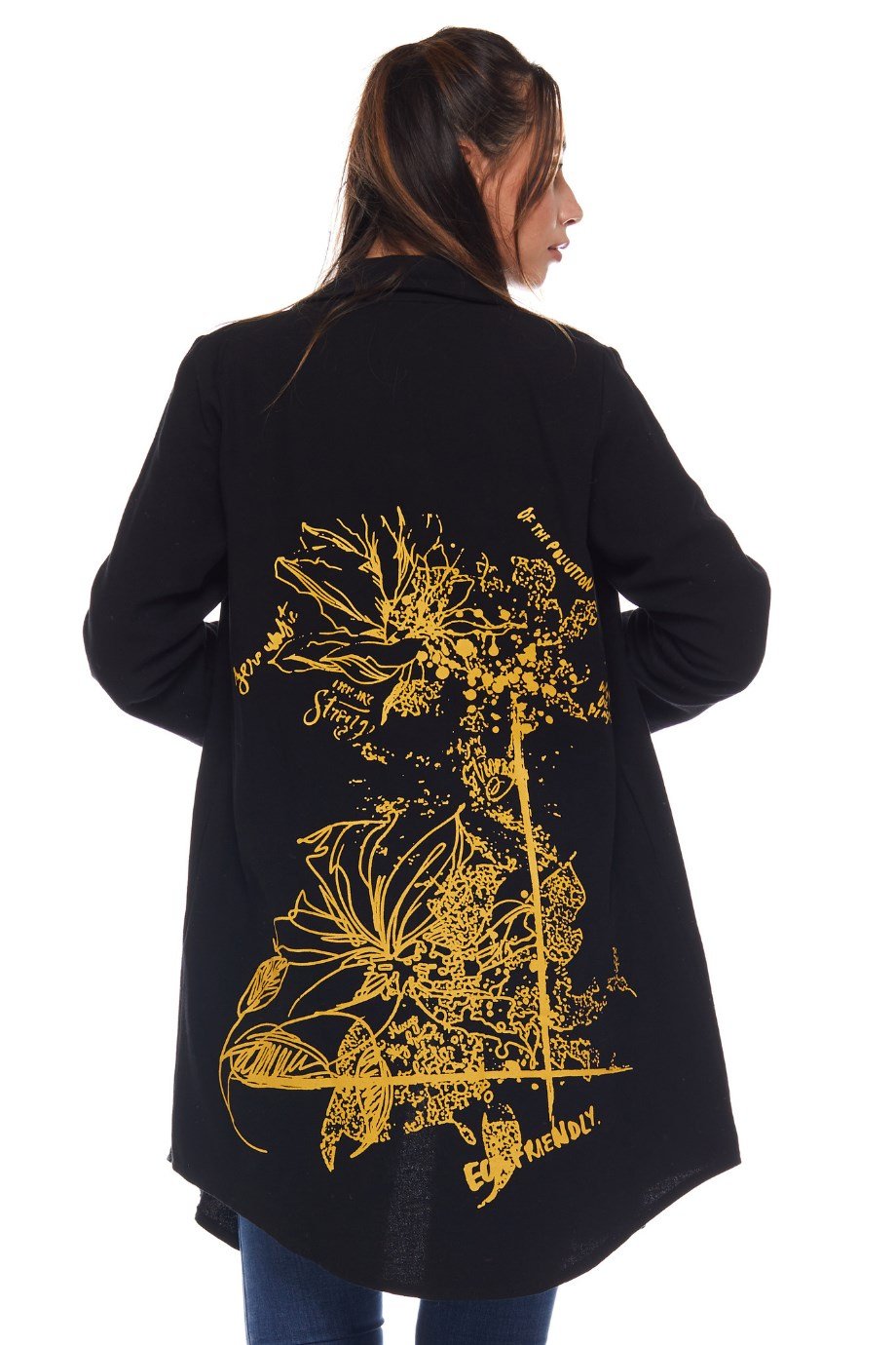 Pazen Siyah  Baskılı Otantik Tunik