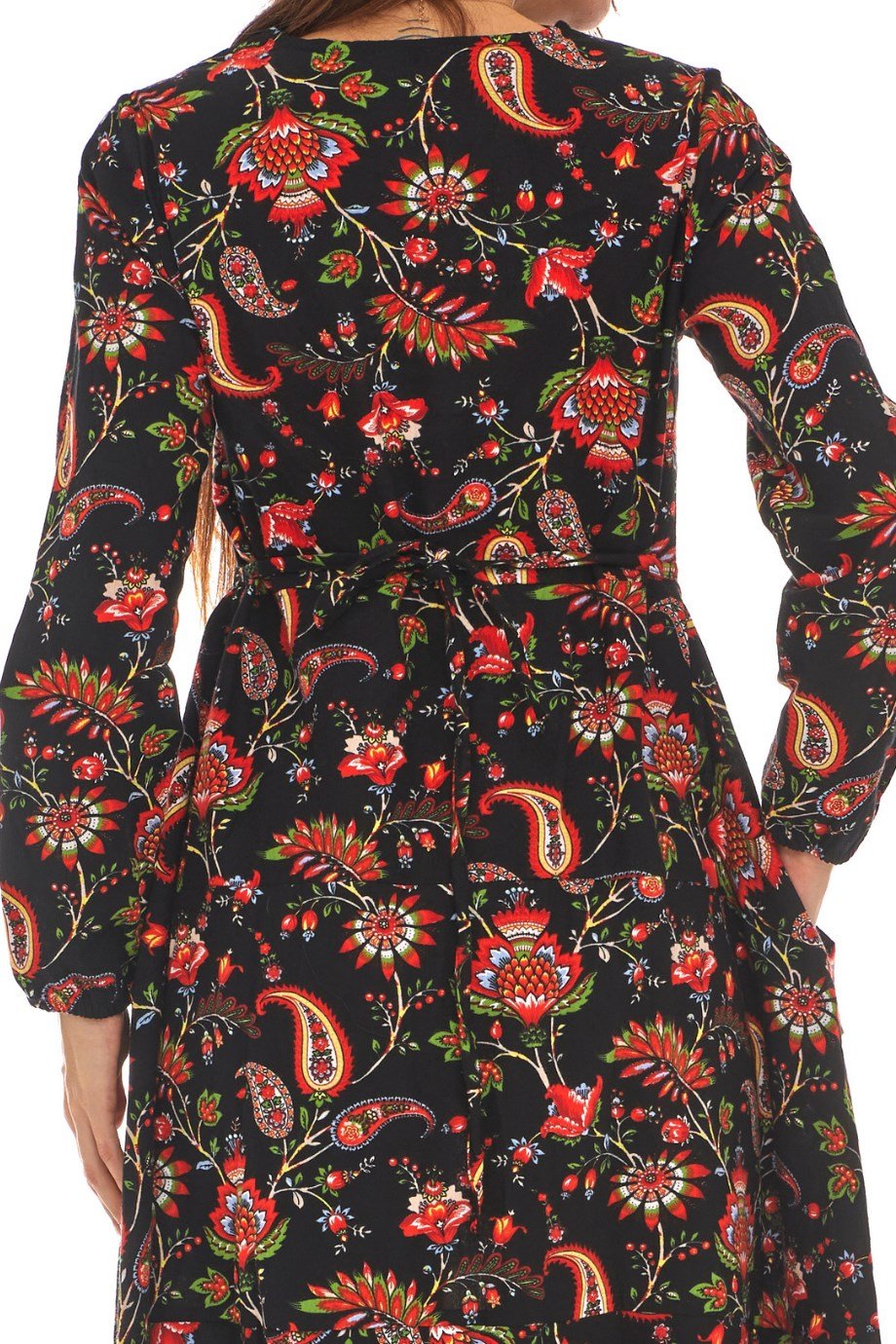 Pazen Siyah Desenli Uzun Elbise