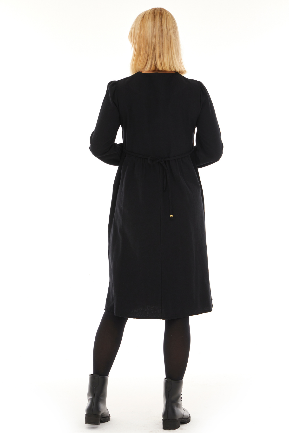 Pazen Siyah işleme Detaylı Midi Sonbahar Kış Elbise