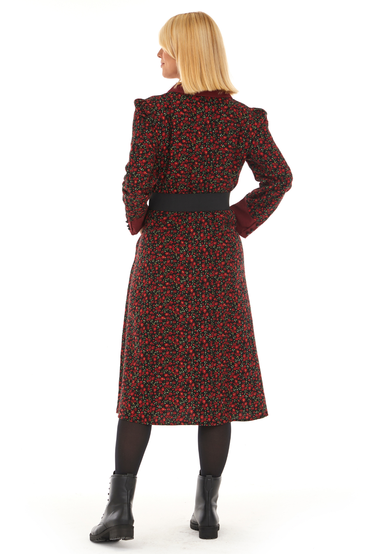 Pazen Siyah Kemerli  Sonbahar Kış Elbise