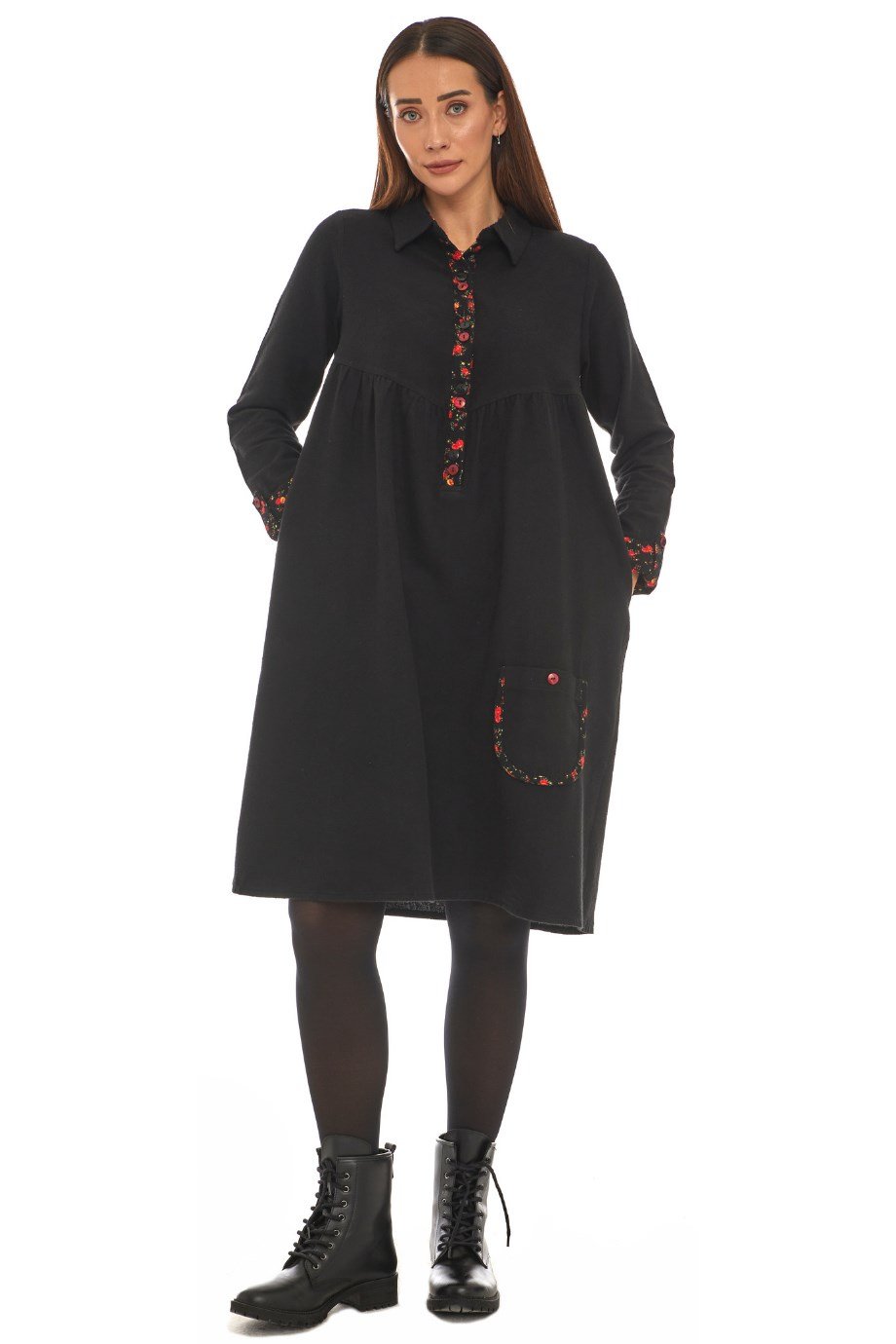 Pazen  Siyah Midi Boy Elbise