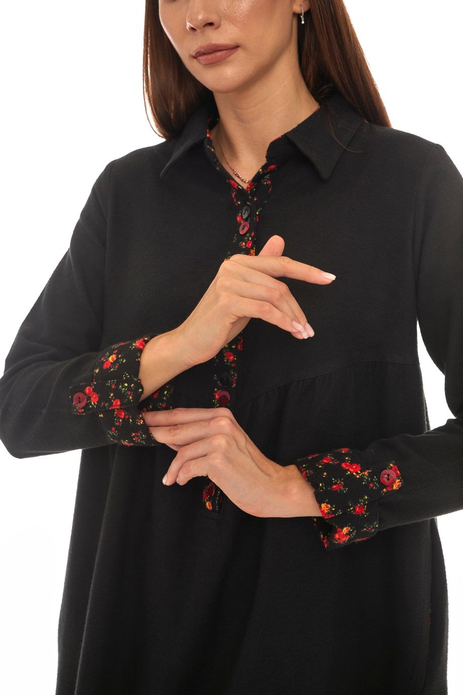 Pazen  Siyah Midi Boy Elbise