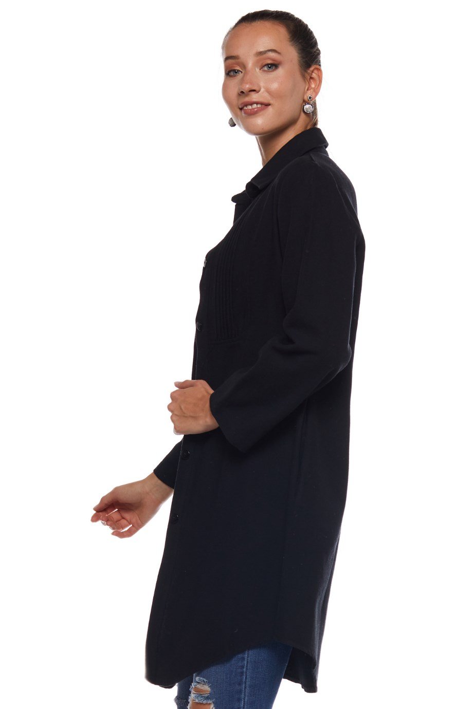 Pazen Siyah Otantik Düz Tunik