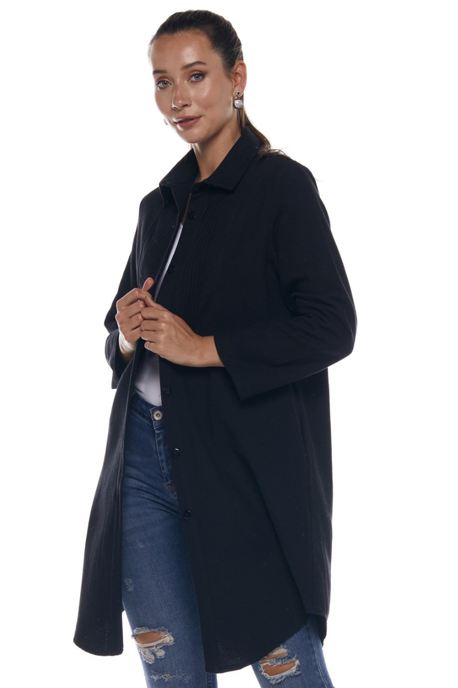 Pazen Siyah Otantik Düz Tunik