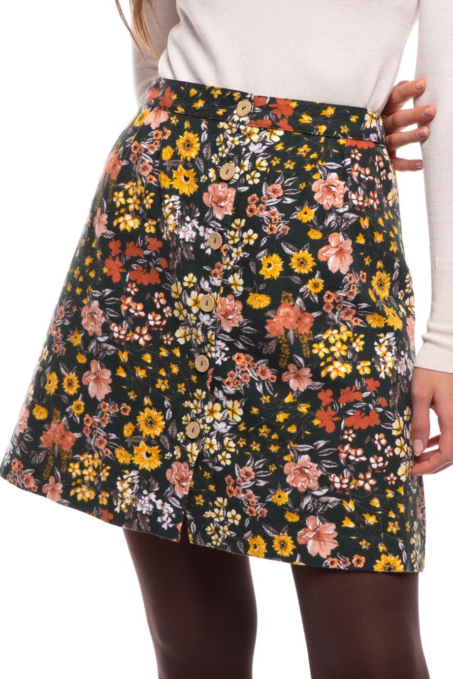 Pazen Yeşil Bahar Desen Kısa Etek