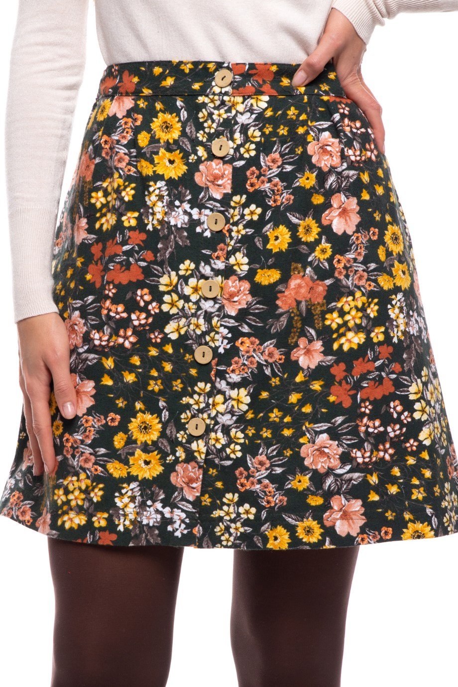 Pazen Yeşil Bahar Desen Kısa Etek