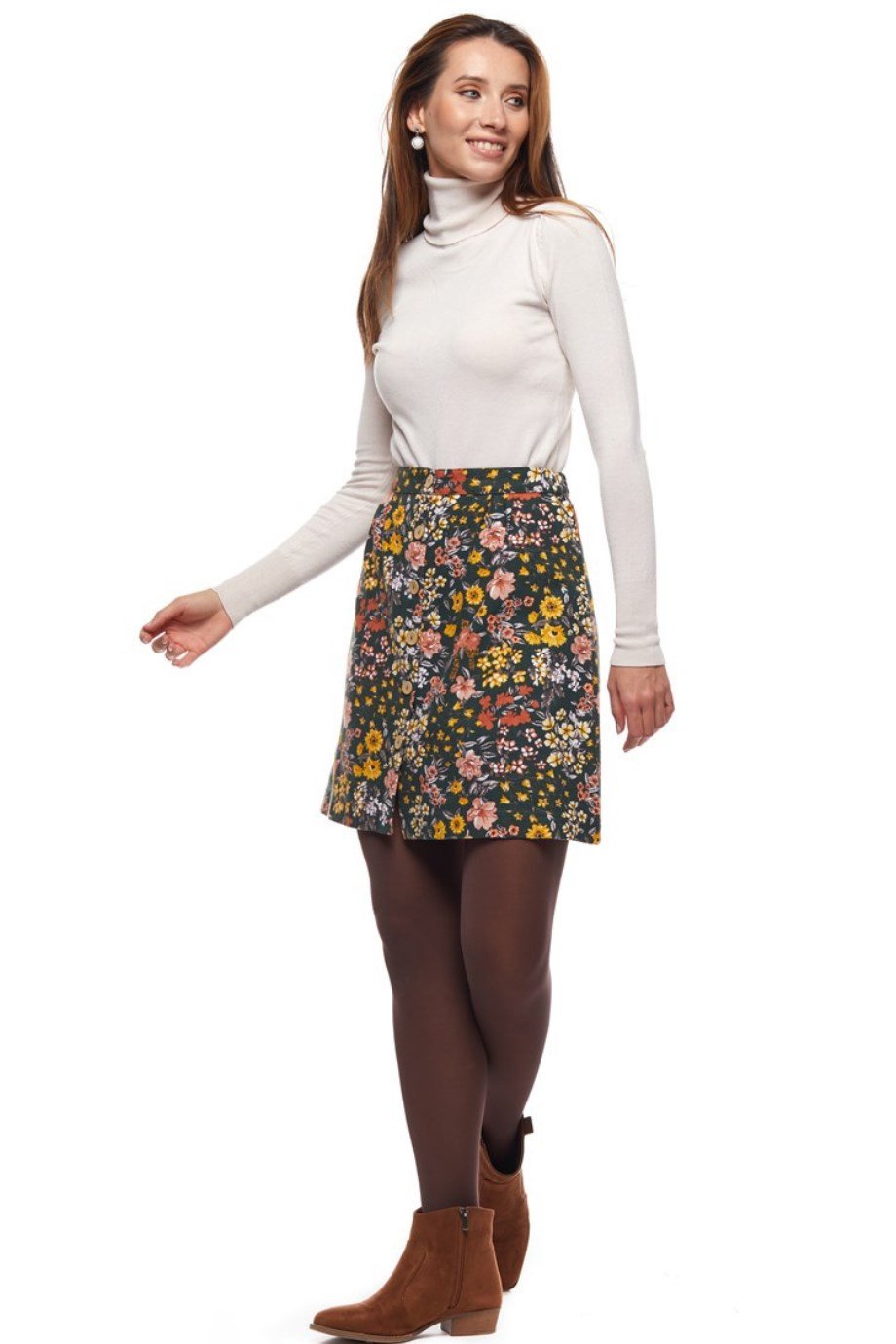 Pazen Yeşil Bahar Desen Kısa Etek