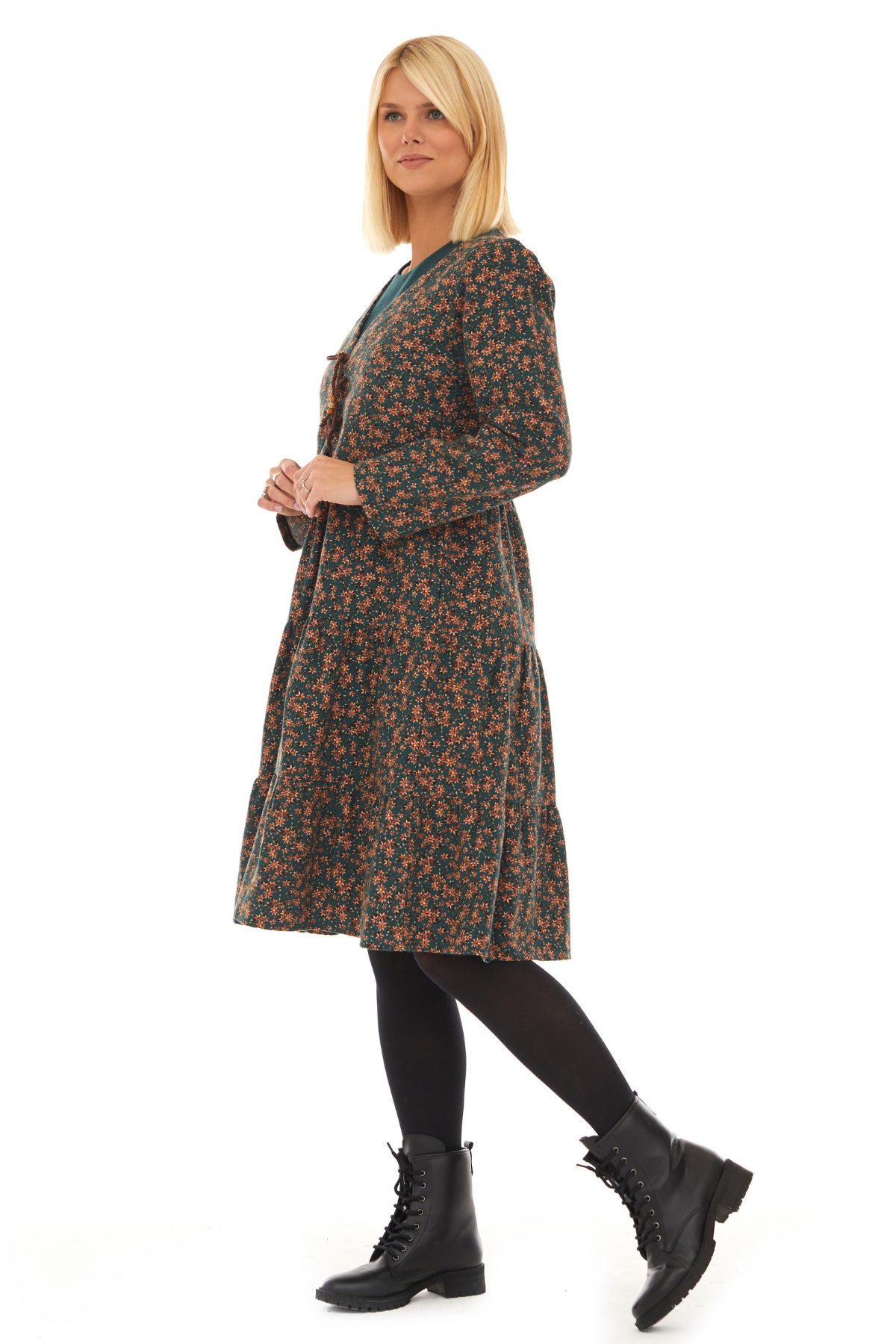 Pazen Yeşil Ceketli Sonbahar Kış Elbise