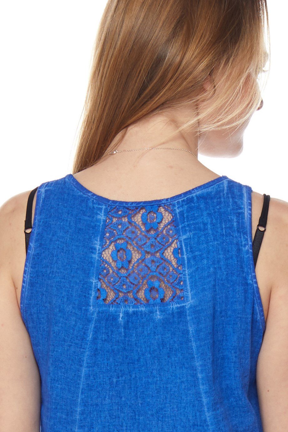 Saks Askılı Oyalı Mini Elbise