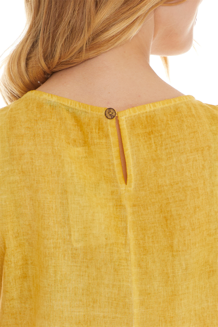 Sarı Kolsuz Poplin Bluz 
