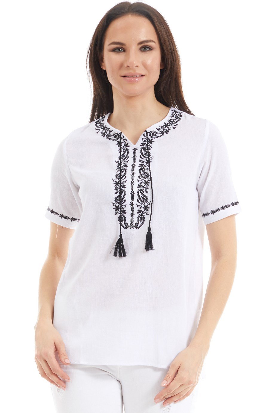 Şile Bezi  Beyaz Nakış İşlemeli Bluz