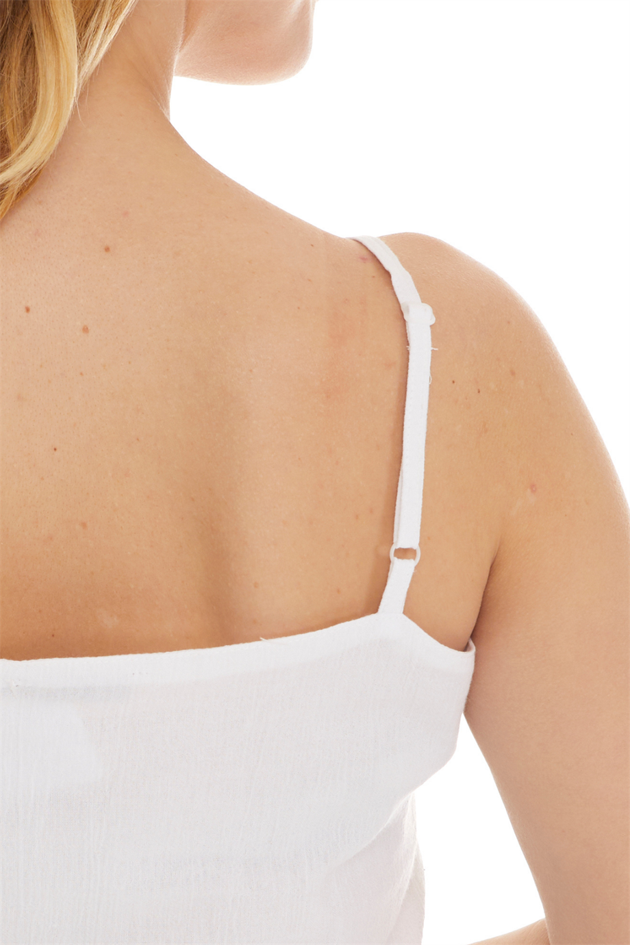 Şile Bezi Beyaz Askılı Çiçekli Bluz