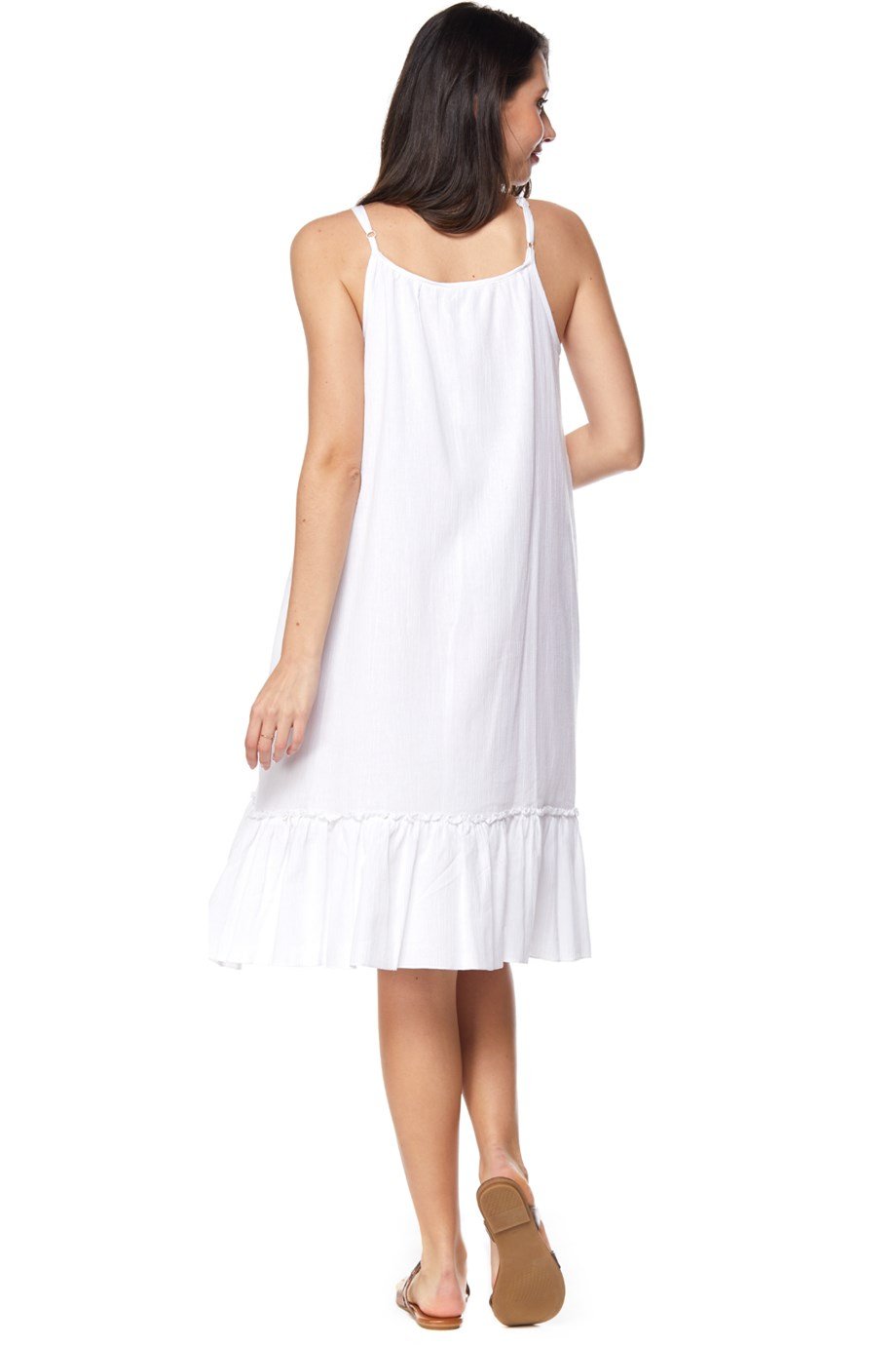 Şile Bezi Beyaz Askılı Otantik Nakışlı Elbise