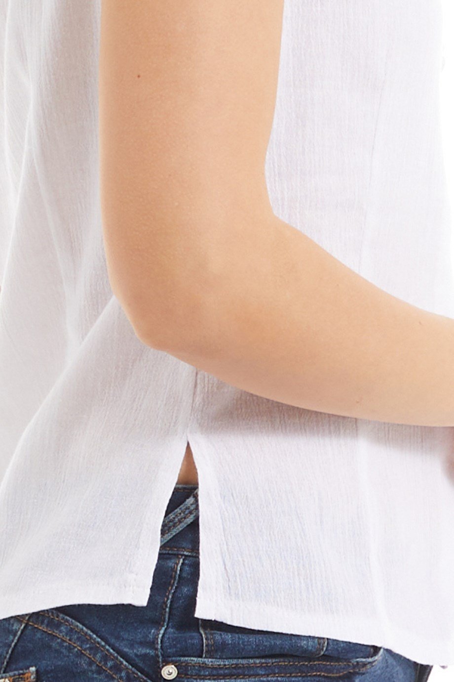 Şile Bezi Beyaz Düğmeli Bluz