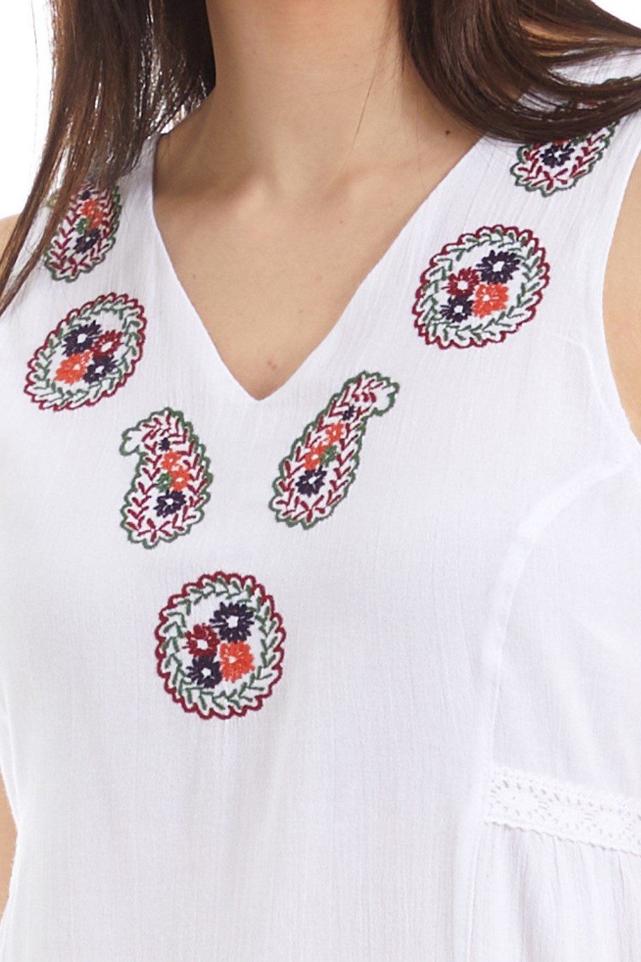 Şile Bezi Beyaz Otantik Nakışlı Elbise