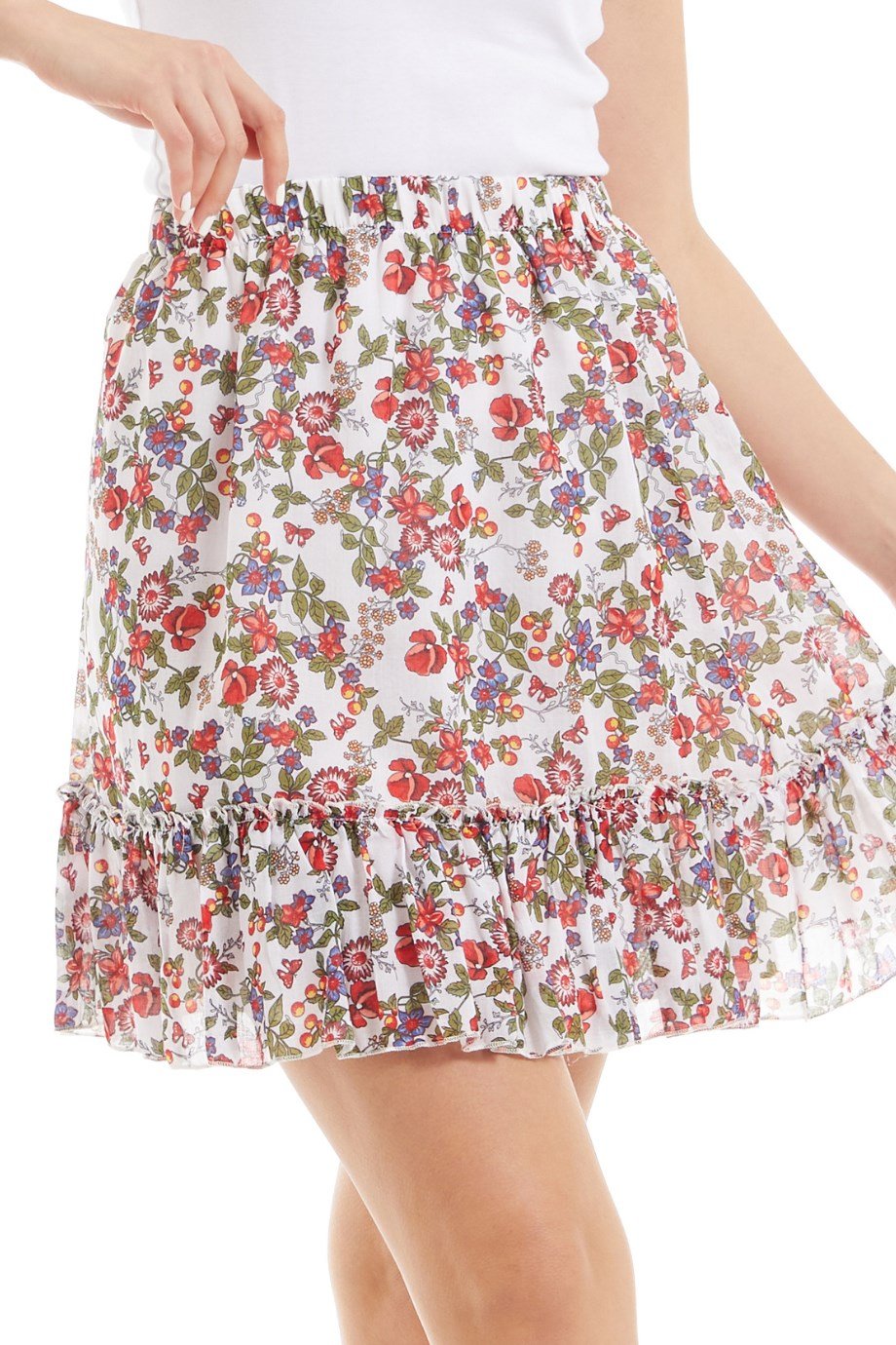 Şile Bezi Beyaz Tomurcuk Vual Kısa Etek