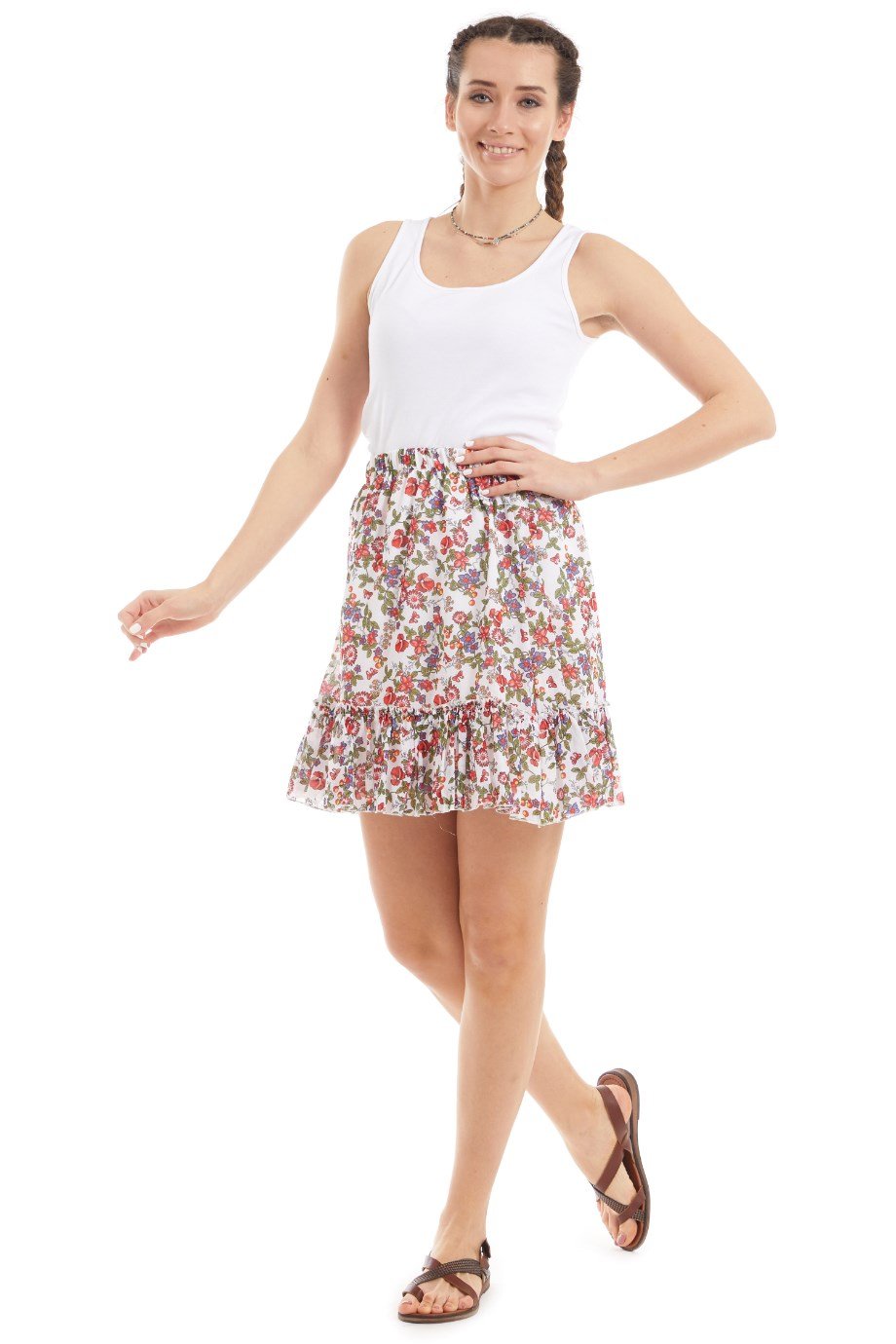 Şile Bezi Beyaz Tomurcuk Vual Kısa Etek