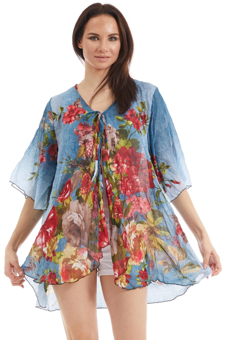 Şile Bezi Buz Mavi Vual Buket Pareo