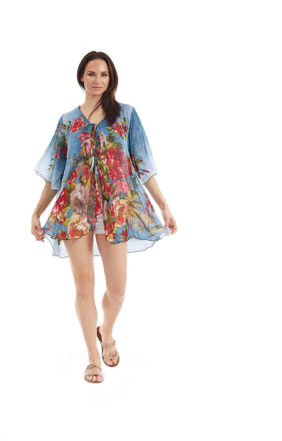 Şile Bezi Buz Mavi Vual Buket Pareo