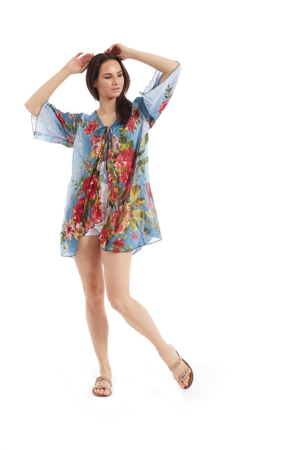 Şile Bezi Buz Mavi Vual Buket Pareo