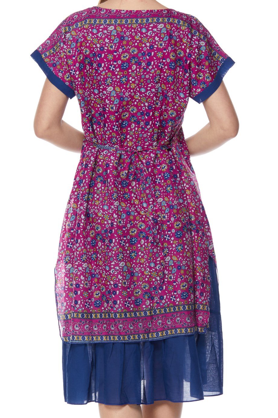 Şile Bezi Çiçek Desenli Pembe Midi Elbise-6104