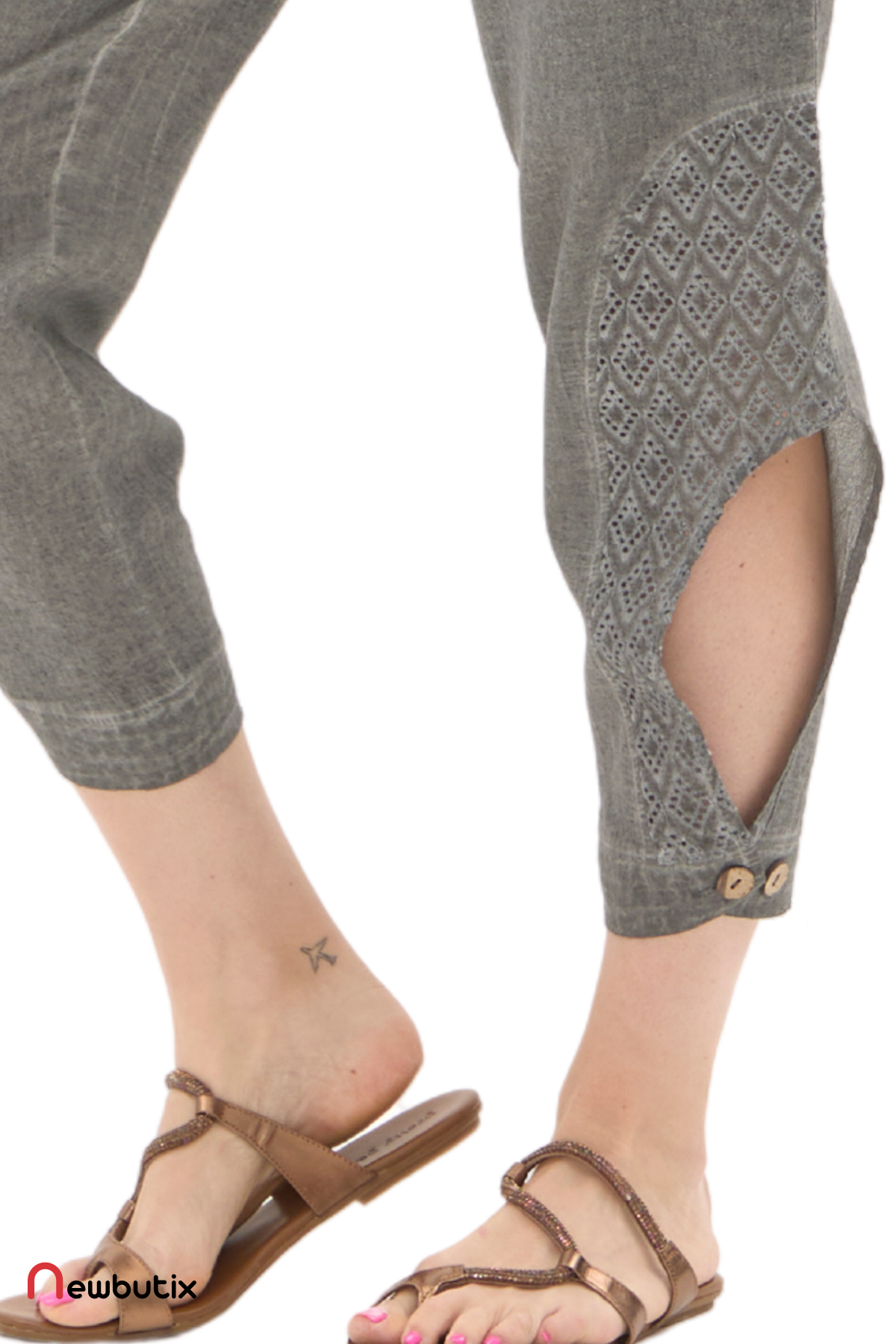 Şile Bezi Füme Bağlamalı Şalvar