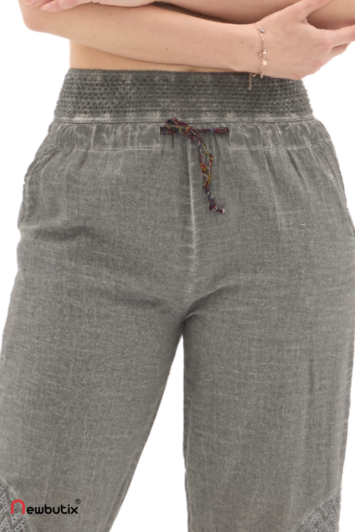 Şile Bezi Füme Bağlamalı Şalvar