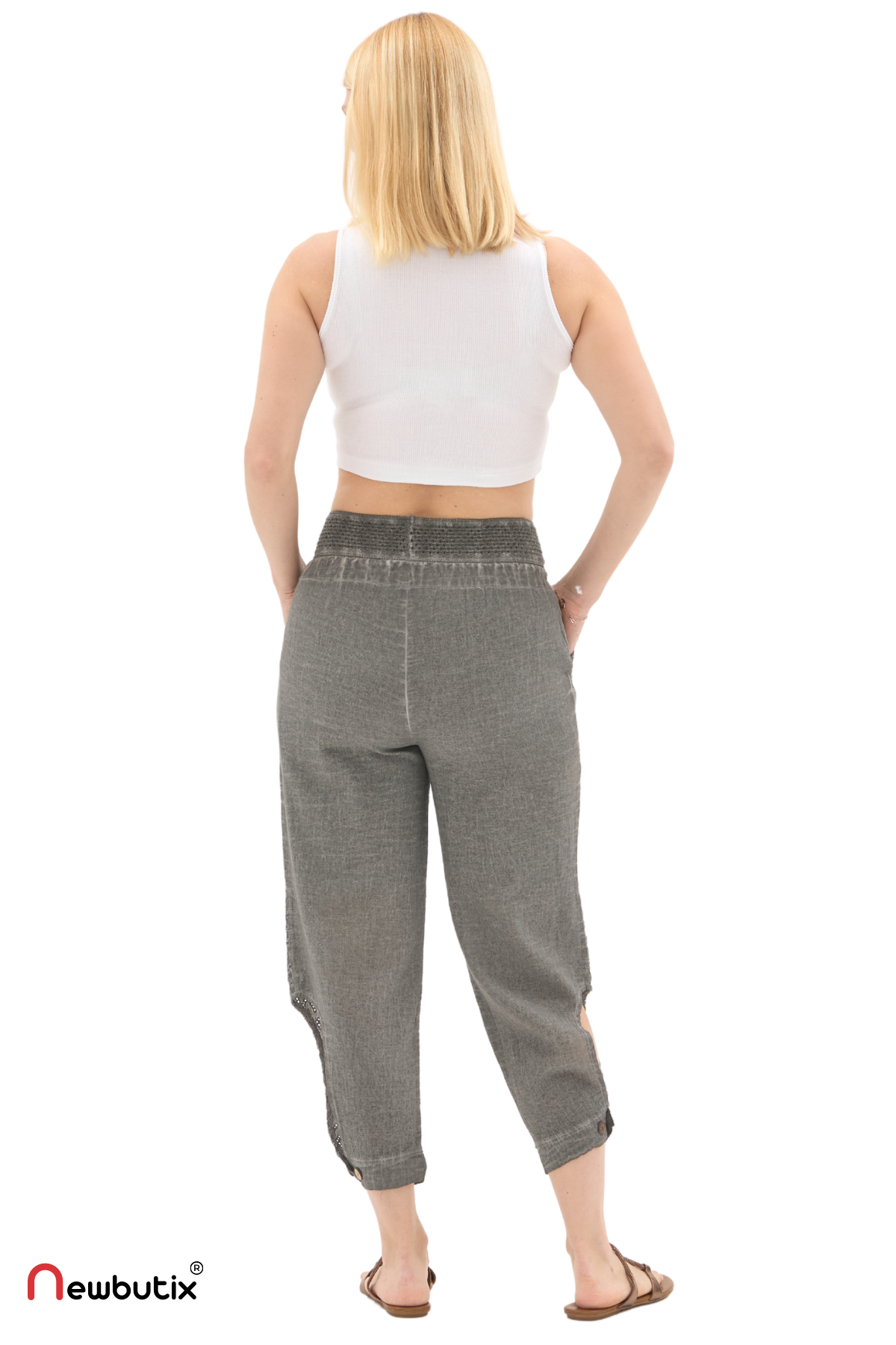 Şile Bezi Füme Bağlamalı Şalvar