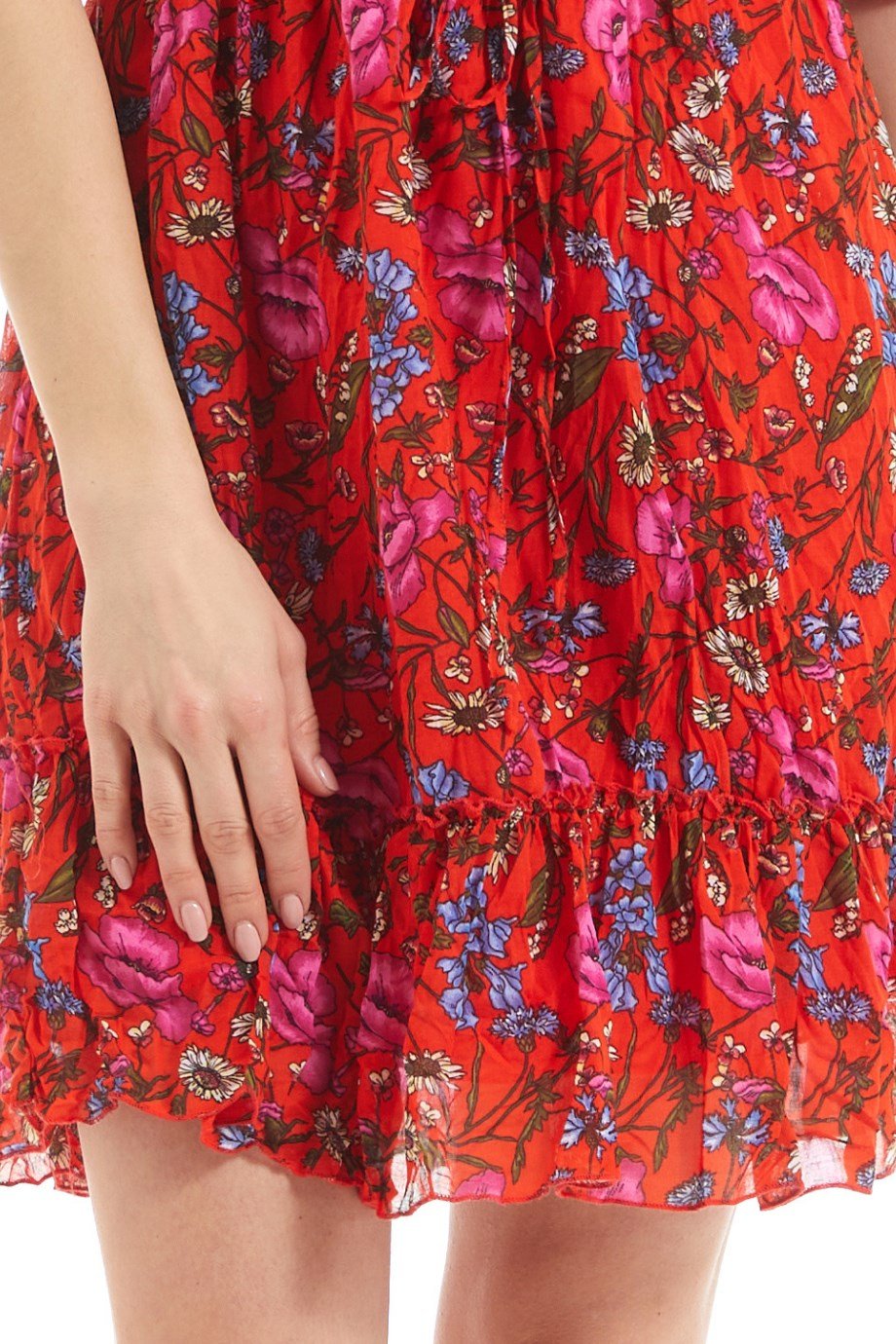 Şile Bezi Gelincik Kırmızı Vual Elbise