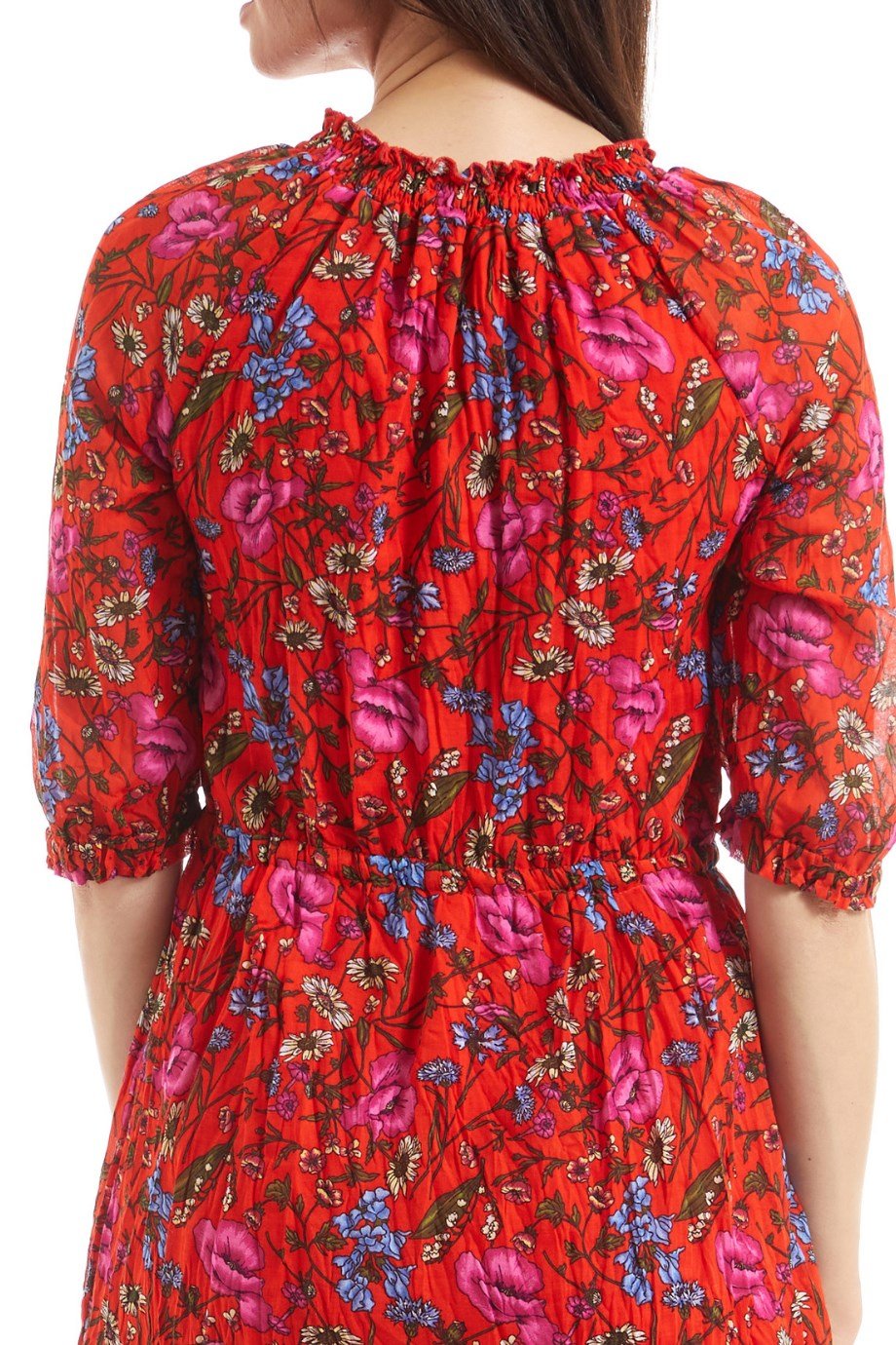 Şile Bezi Gelincik Kırmızı Vual Elbise