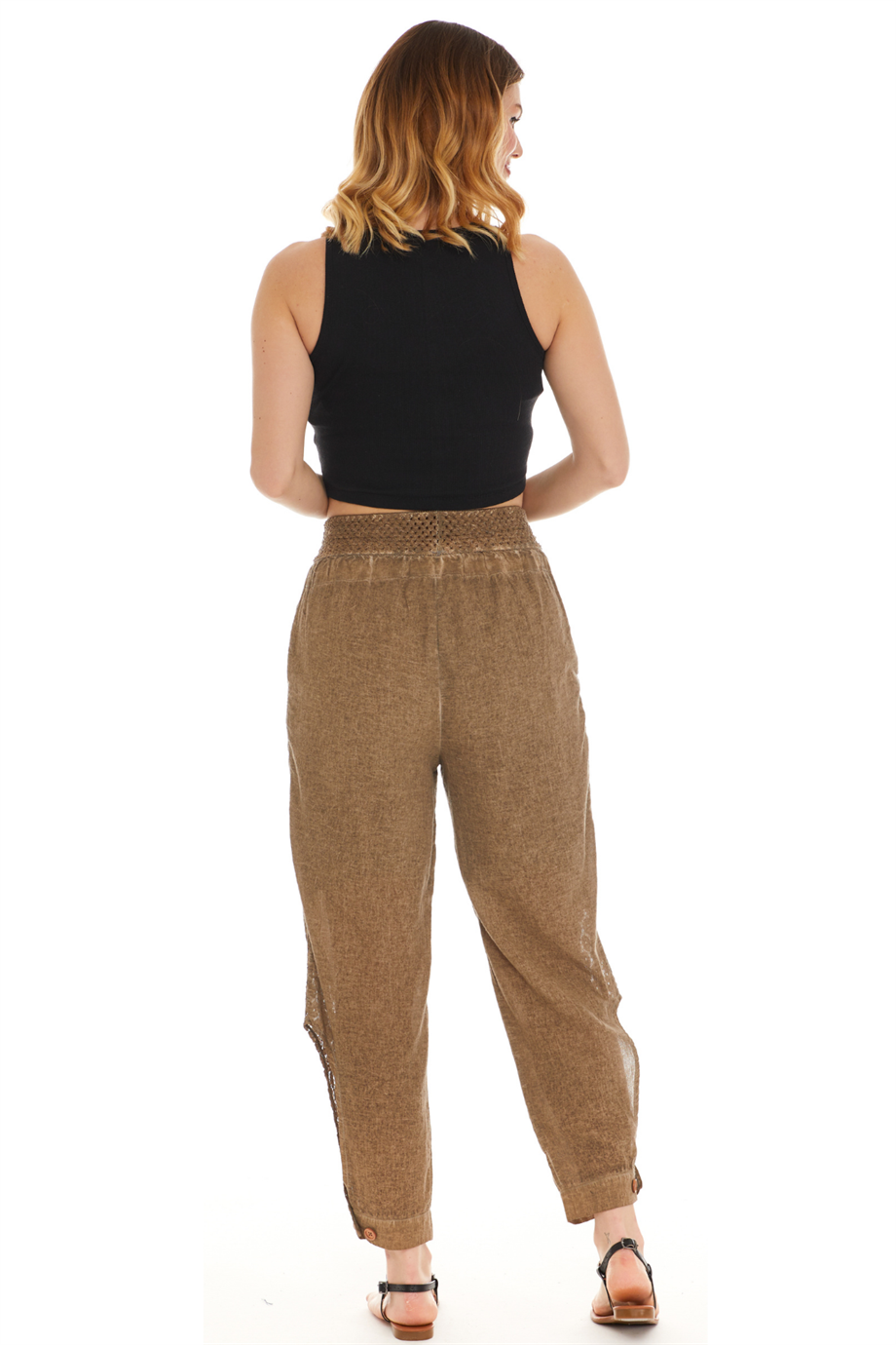 Şile Bezi Haki Bağlamalı Şalvar