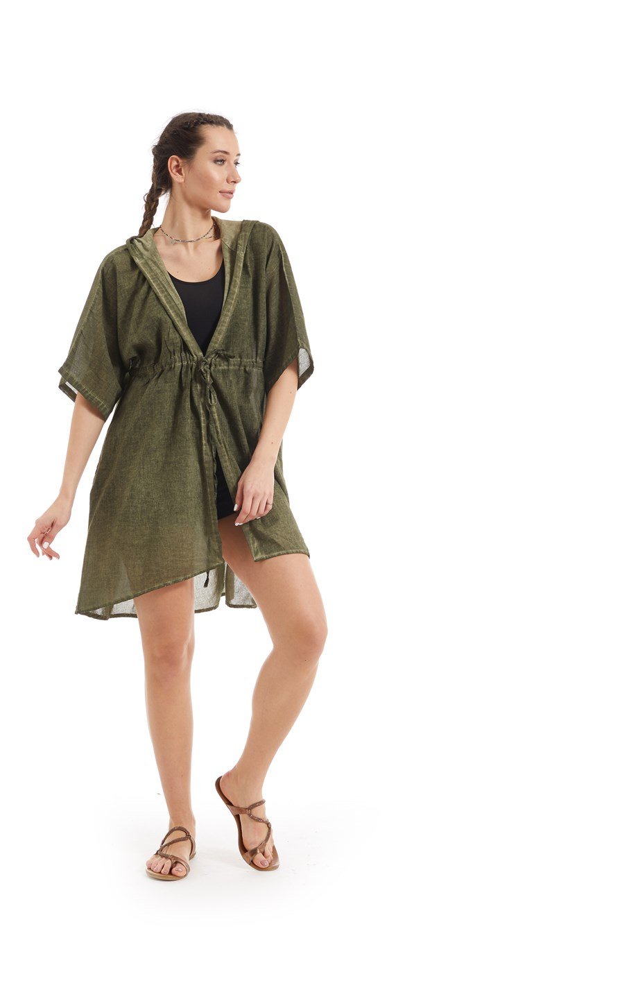 Şile Bezi Haki Kumsal Tunik