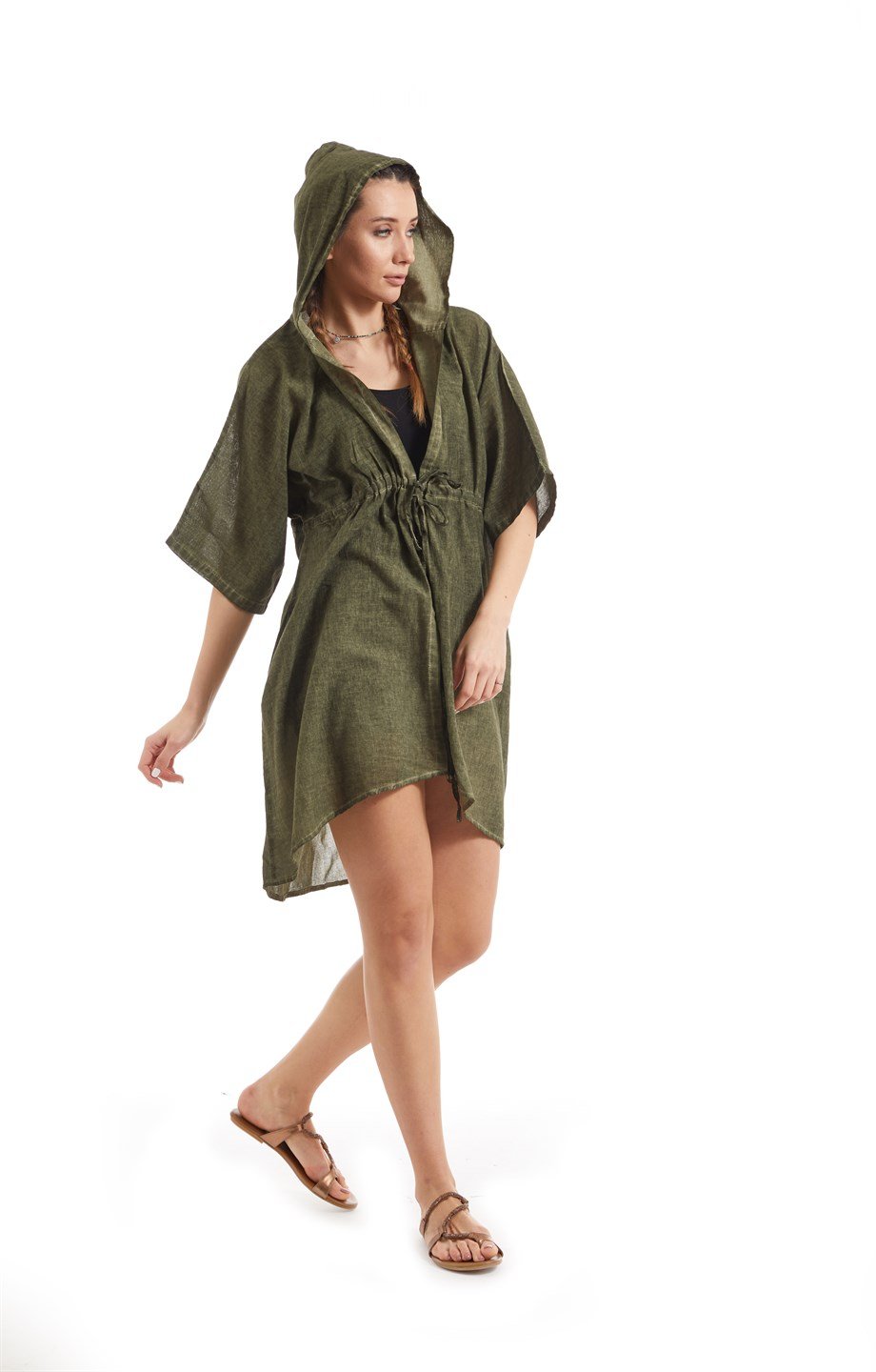 Şile Bezi Haki Kumsal Tunik