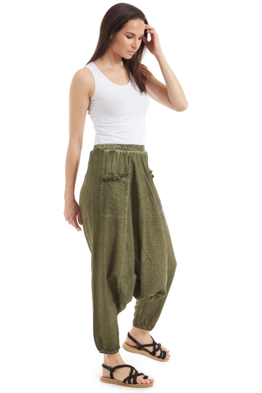 Şile Bezi Haki Otantik  Şalvar