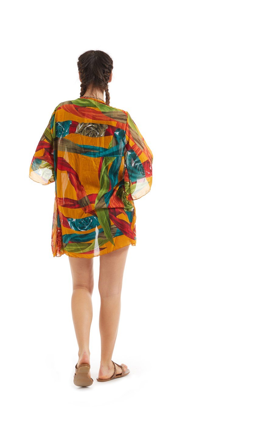 Şile Bezi Hardal Vual Simetrik Desen Pareo