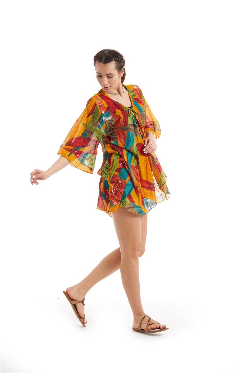 Şile Bezi Hardal Vual Simetrik Desen Pareo