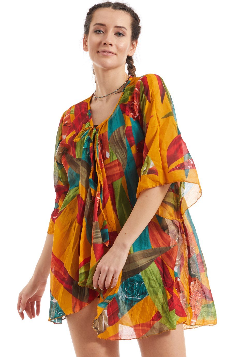 Şile Bezi Hardal Vual Simetrik Desen Pareo