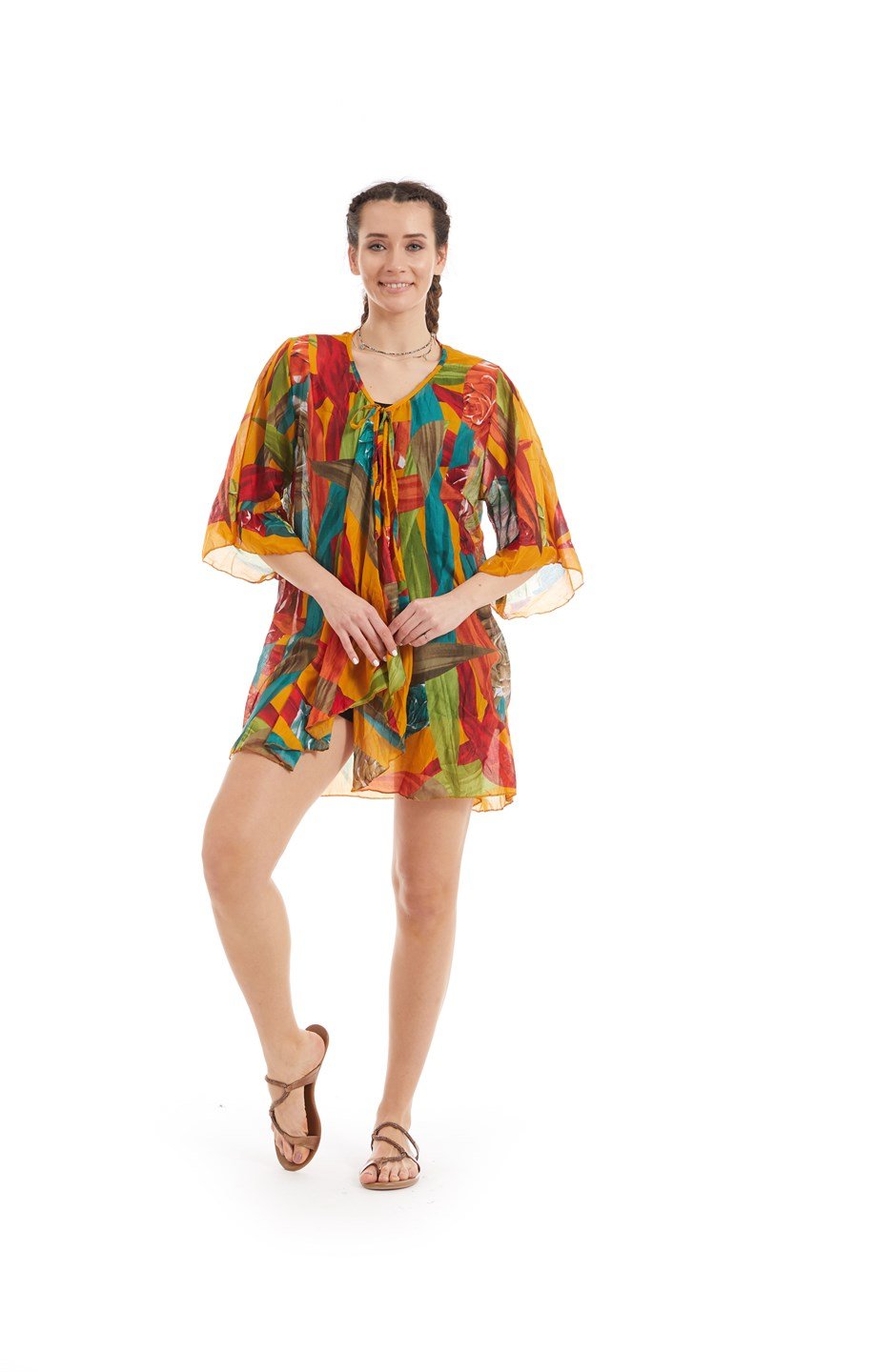 Şile Bezi Hardal Vual Simetrik Desen Pareo