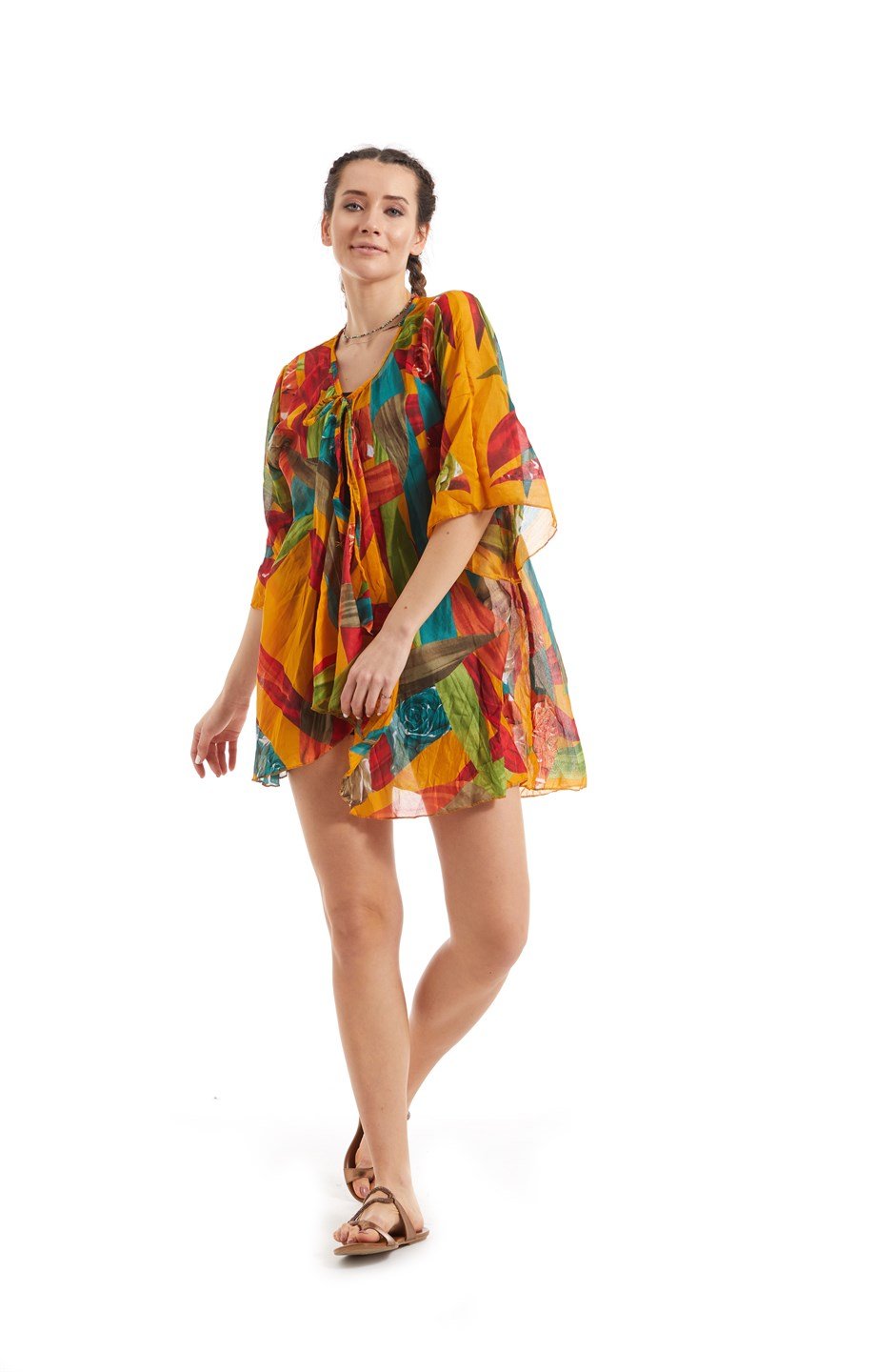 Şile Bezi Hardal Vual Simetrik Desen Pareo