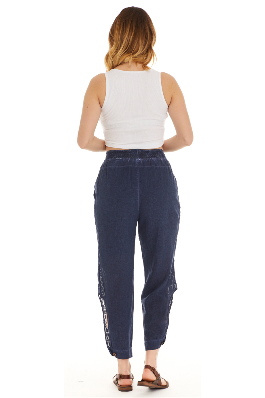 Şile Bezi İndigo Bağlamalı Şalvar