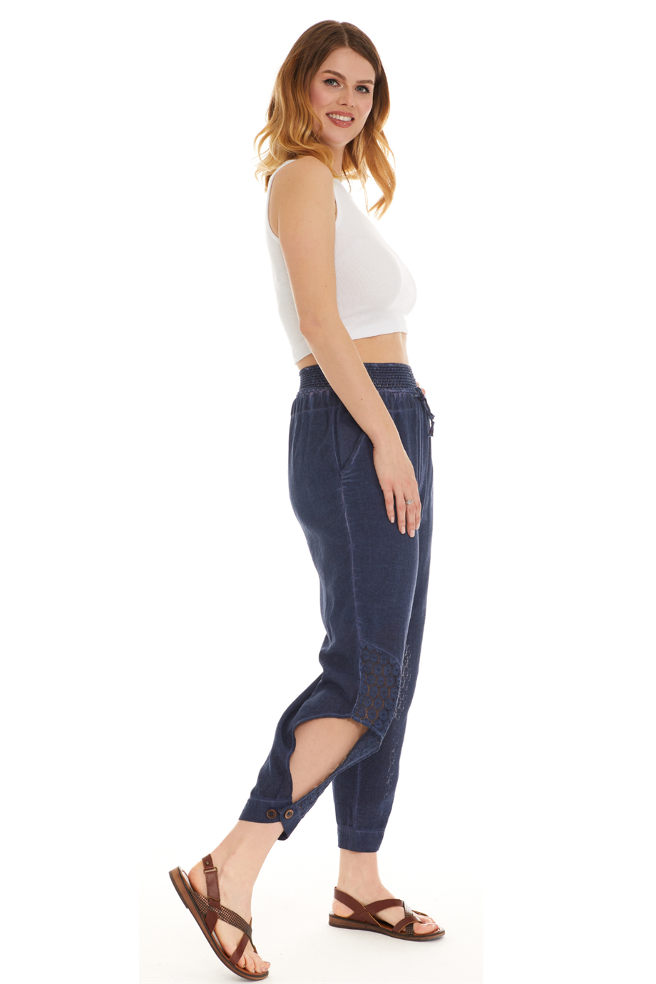 Şile Bezi İndigo Bağlamalı Şalvar