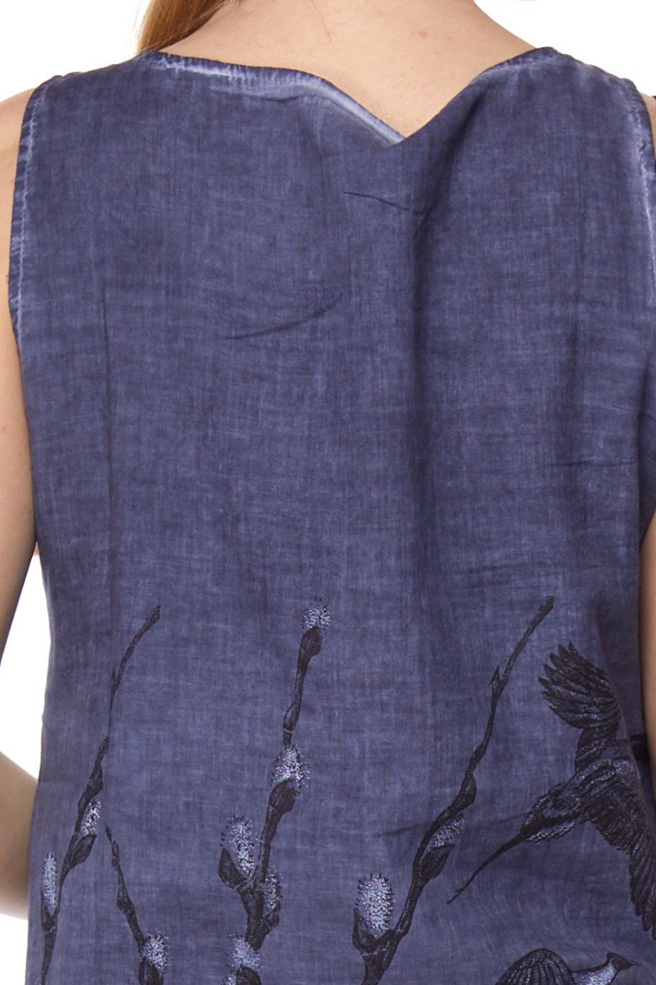 Şile Bezi İndigo Kolsuz Doğa Elbise